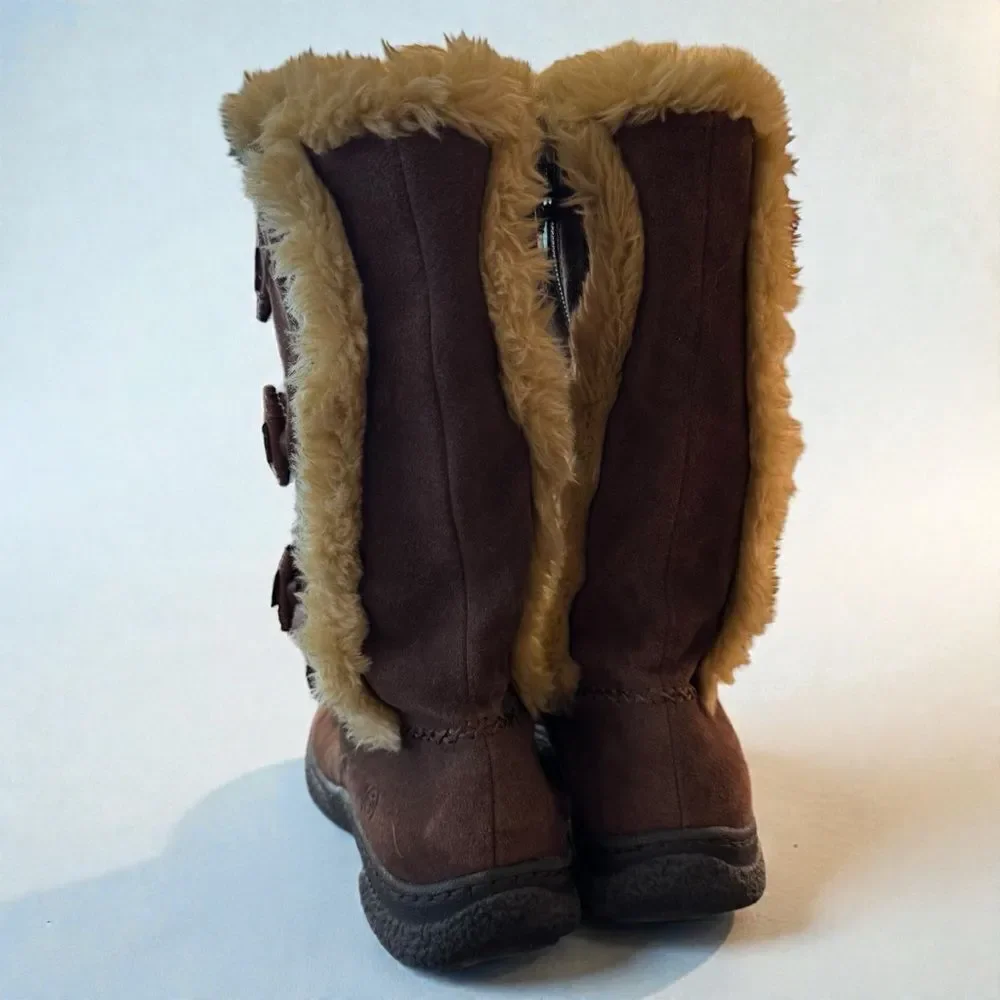 Earth Origins Suede Faux Fur Trim Boots